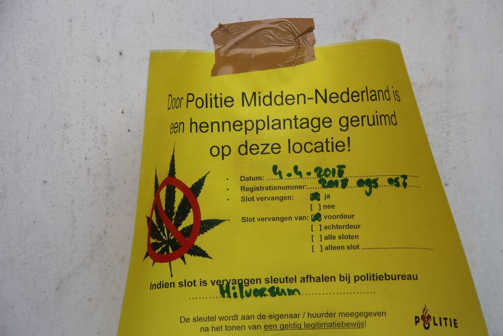 Ondergronds hennepkwekerij ontmanteld