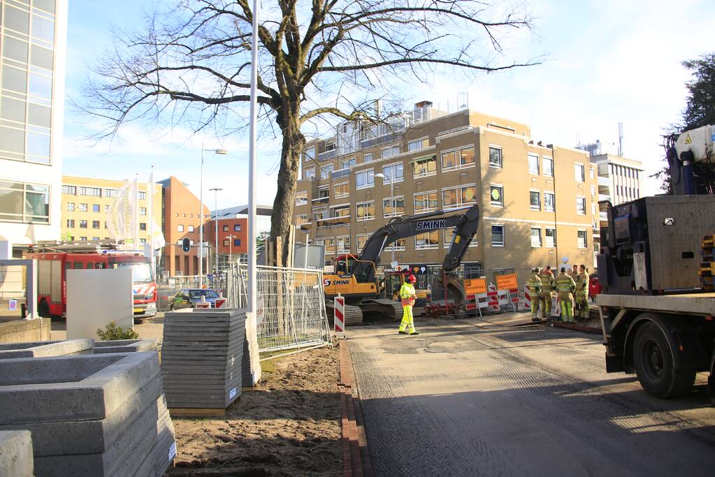 Gasleiding geraakt bij graafwerkzaamheden