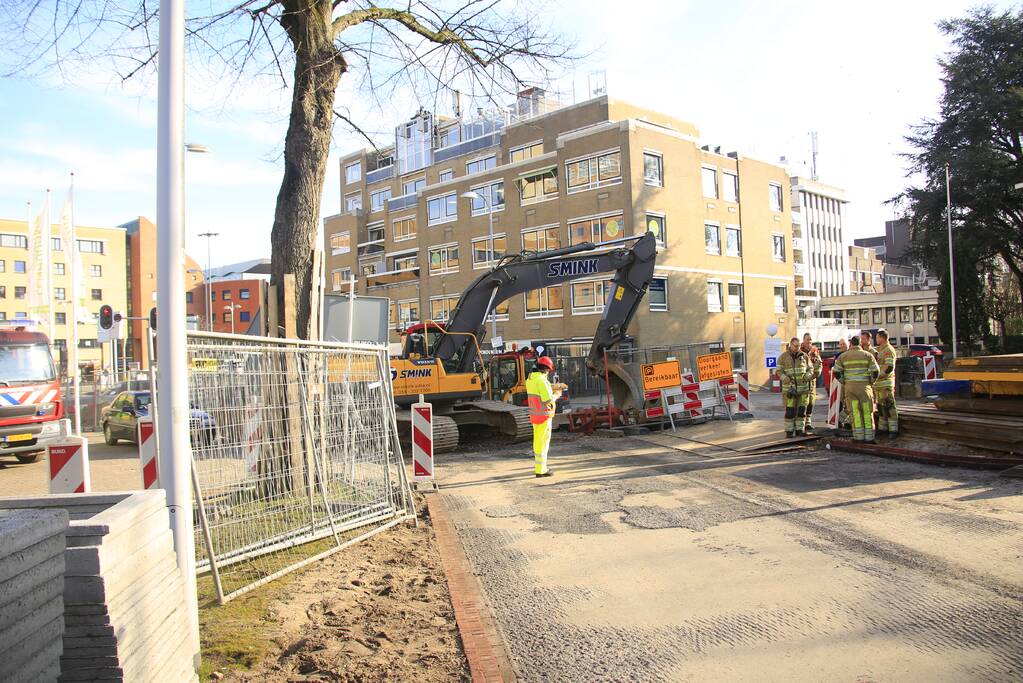 Gasleiding geraakt bij graafwerkzaamheden