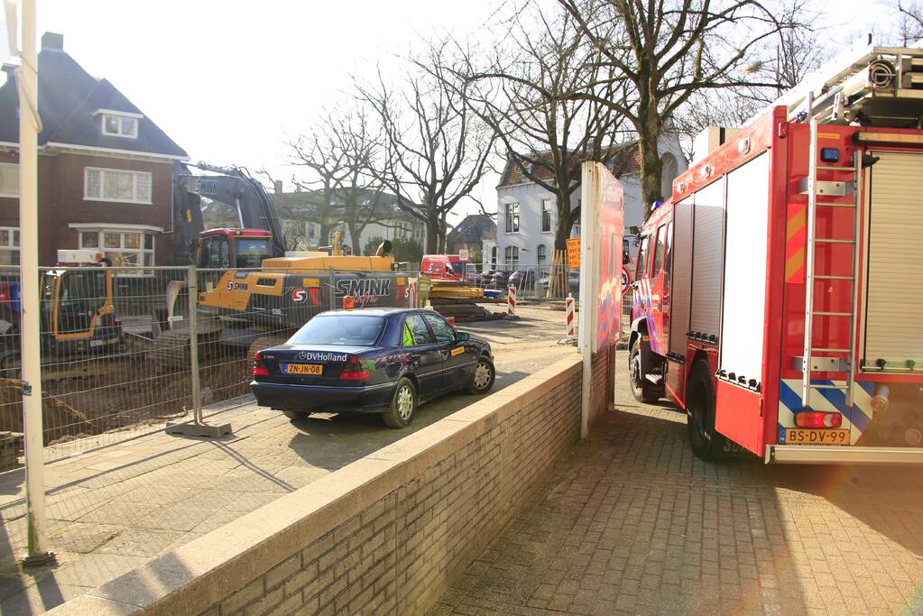 Gasleiding geraakt bij graafwerkzaamheden
