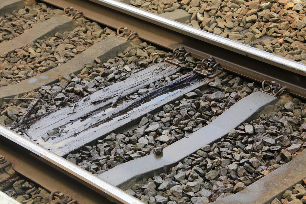 Biels spoorlijn bij station vat vlam