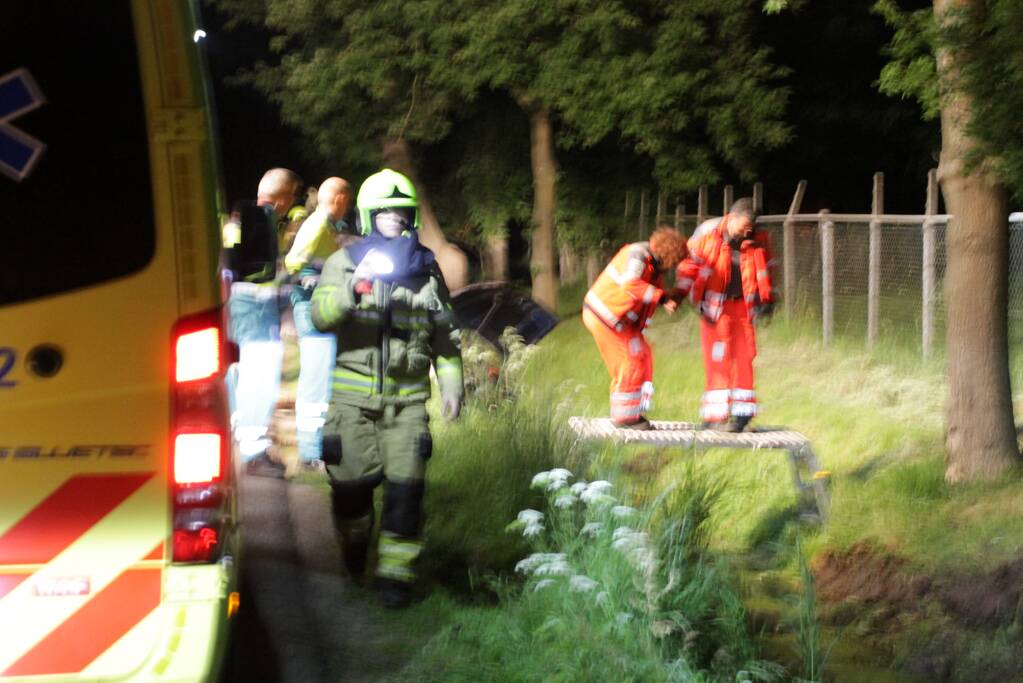 Auto belandt in sloot, automobilist spoorloos