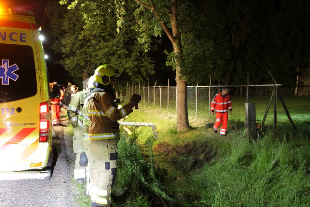 Auto belandt in sloot, automobilist spoorloos