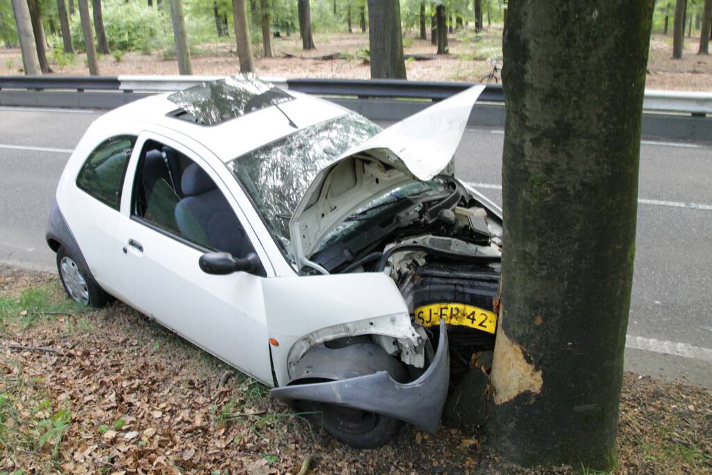 Automobilist gewond na botsing met boom