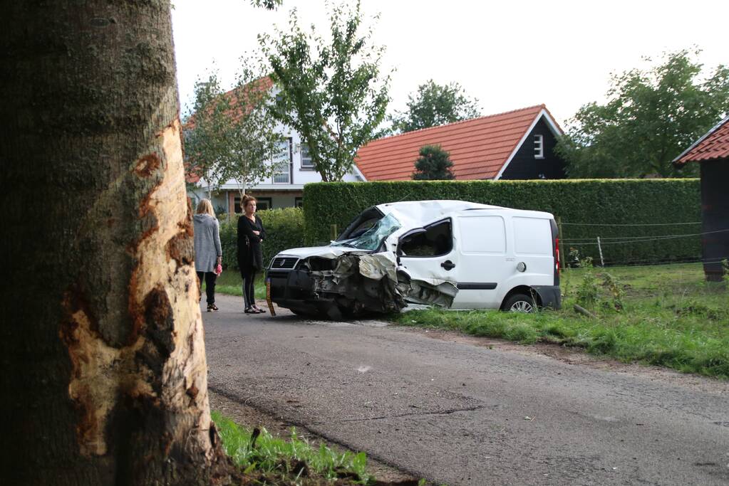 Bestuurder mist bocht en botst tegen boom