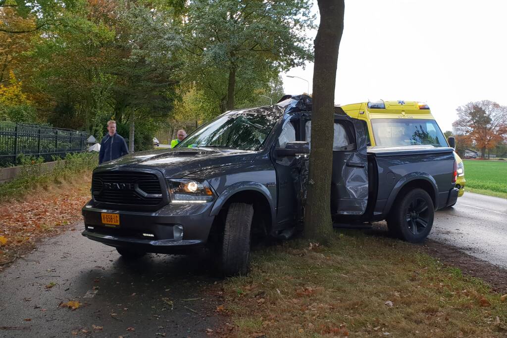 Bestuurder belandt tegen boom