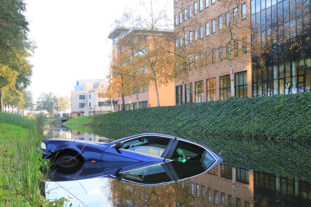 Auto raakt van de weg, ramt boom en belandt in sloot