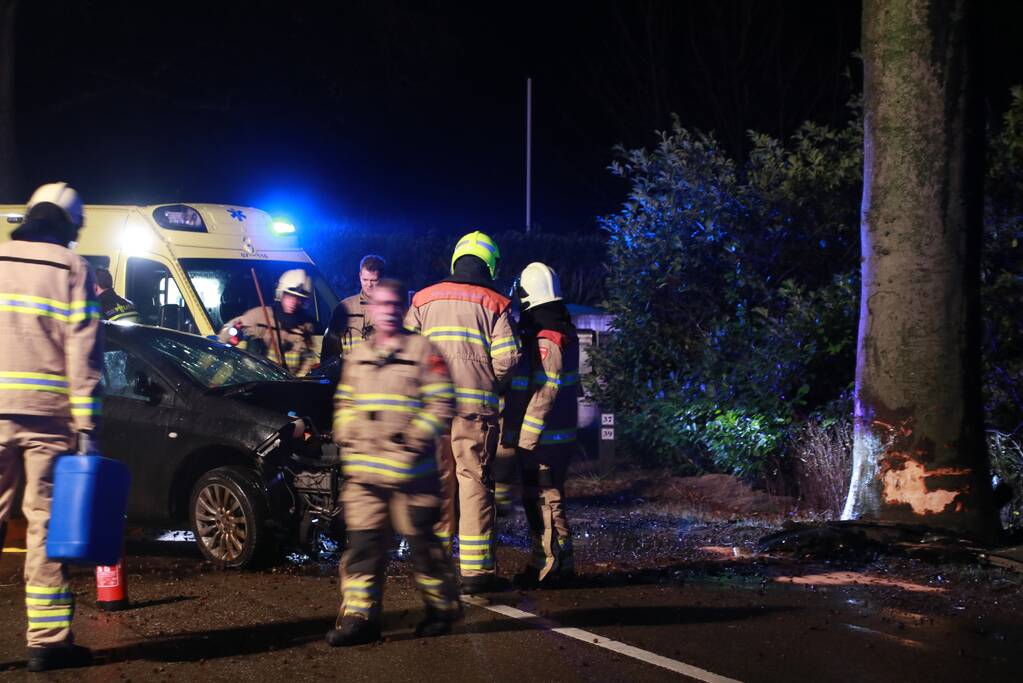Auto botst op boom, een zwaargewonde
