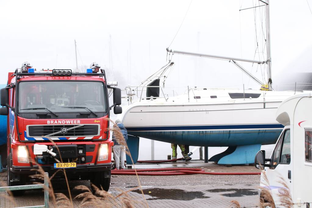 Reddingspoging van boot valt in het water