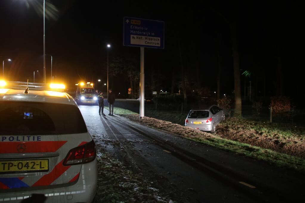 Slippartij eindigt in droge sloot