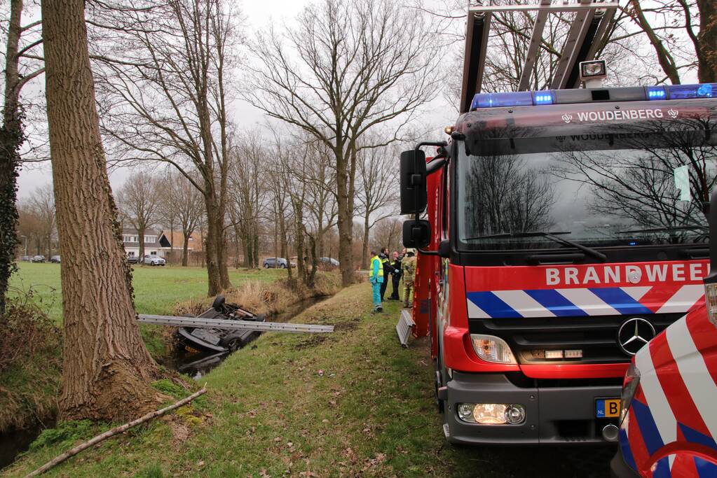 Bestuurder verliest macht over het stuur en rijdt water in