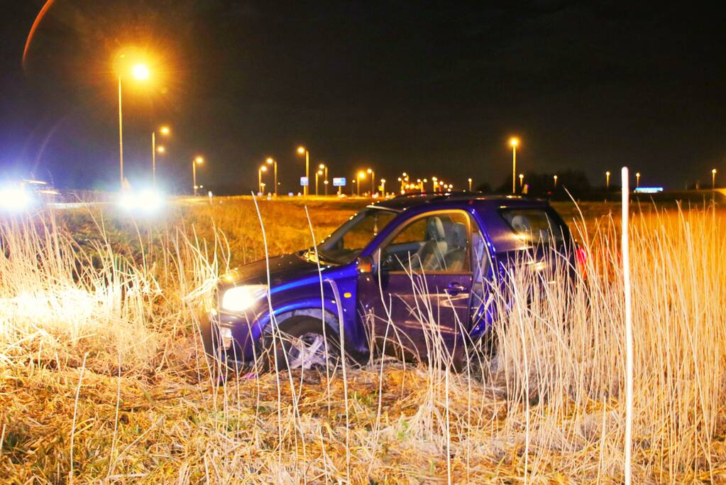 Auto raakt van de weg