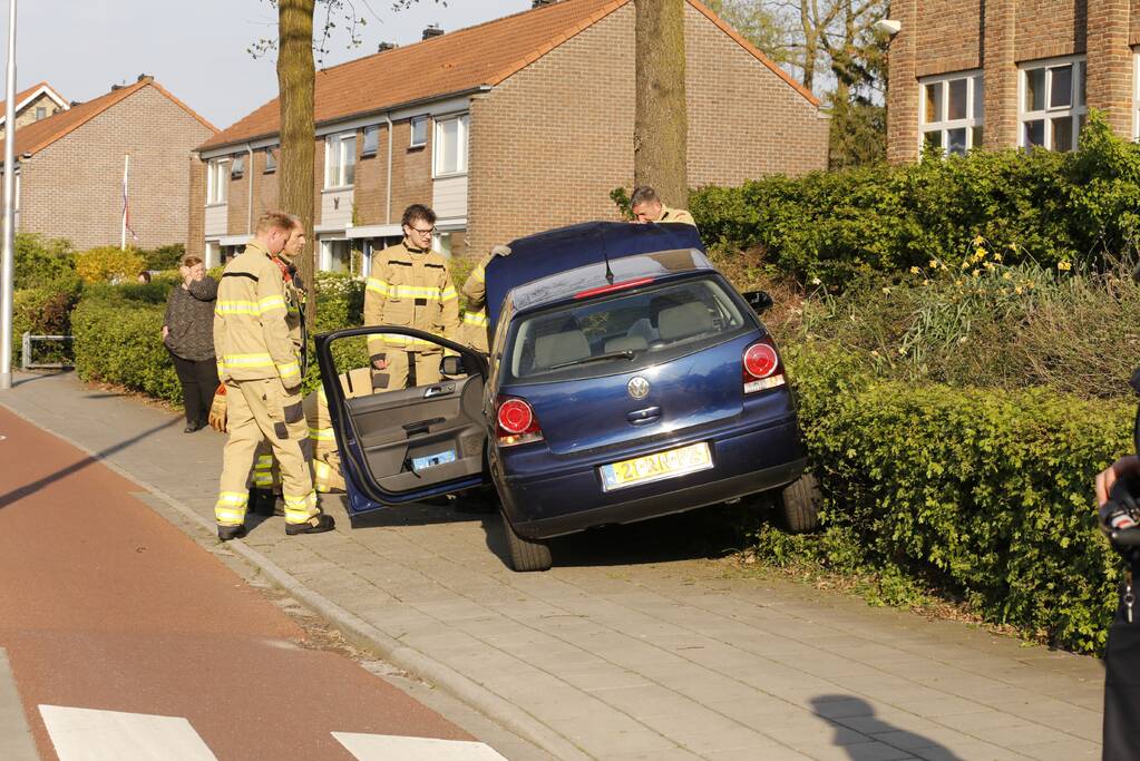Auto raakt van de weg en belandt in struiken