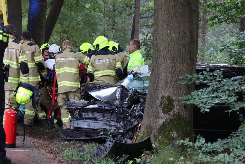 Auto botst op boom