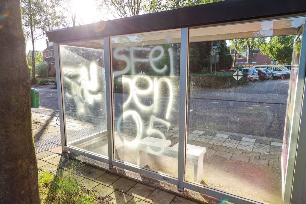 Bushokje beklad met hakenkruis