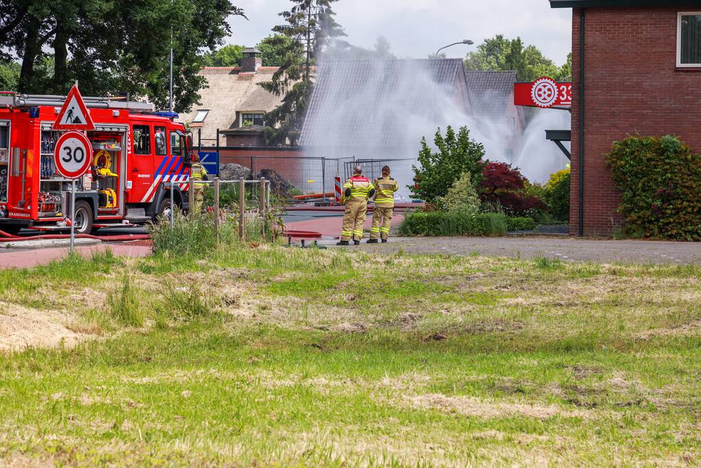 Enorme gaslekkkage op bouwplaats