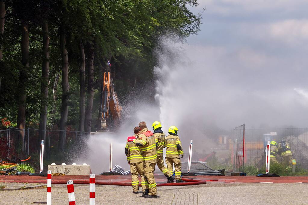 Enorme gaslekkkage op bouwplaats