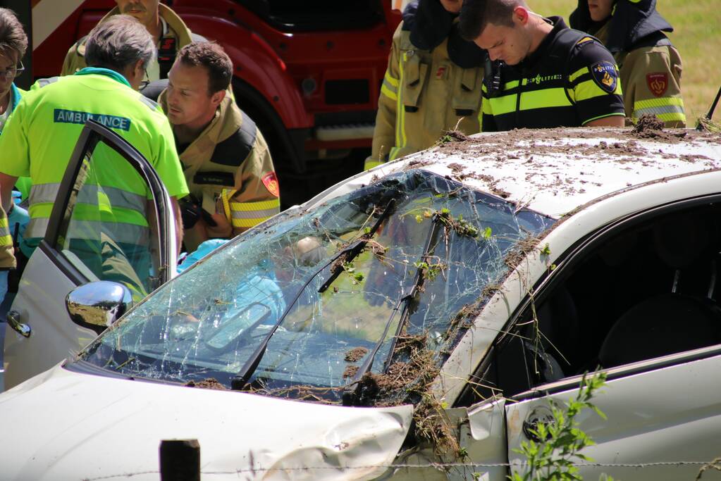 Auto raakt van de weg