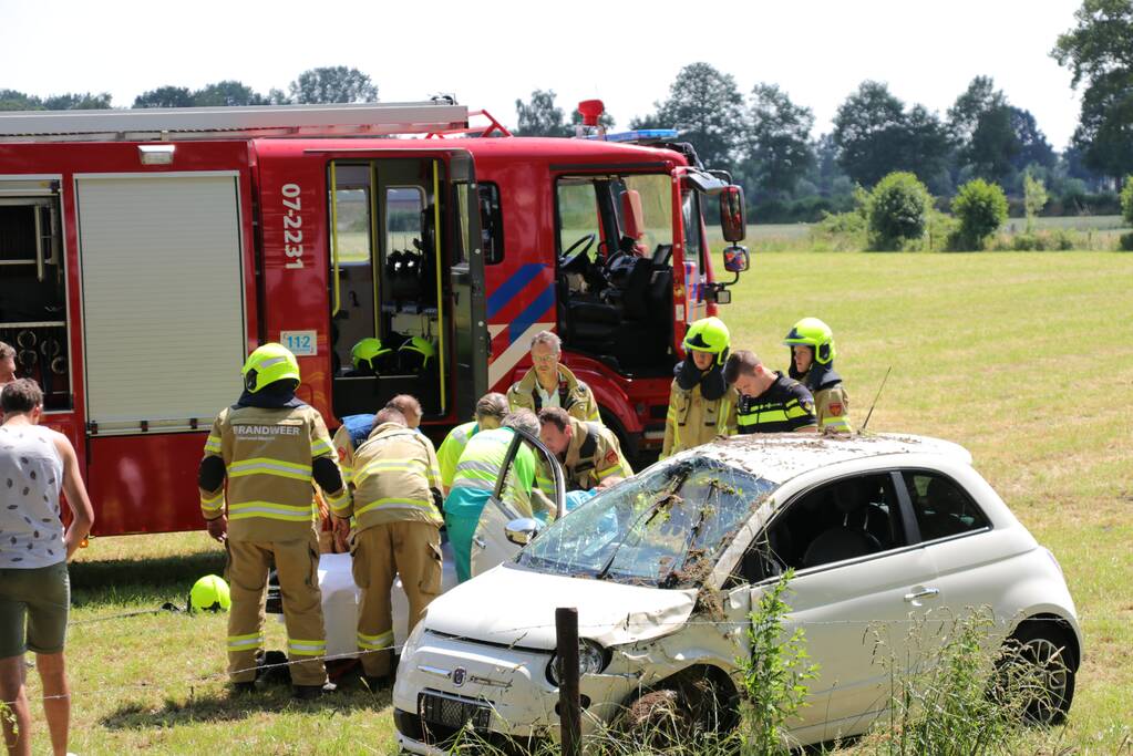 Auto raakt van de weg
