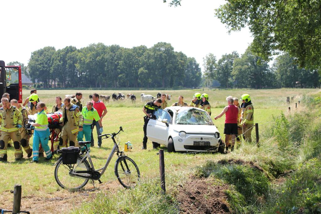 Auto raakt van de weg
