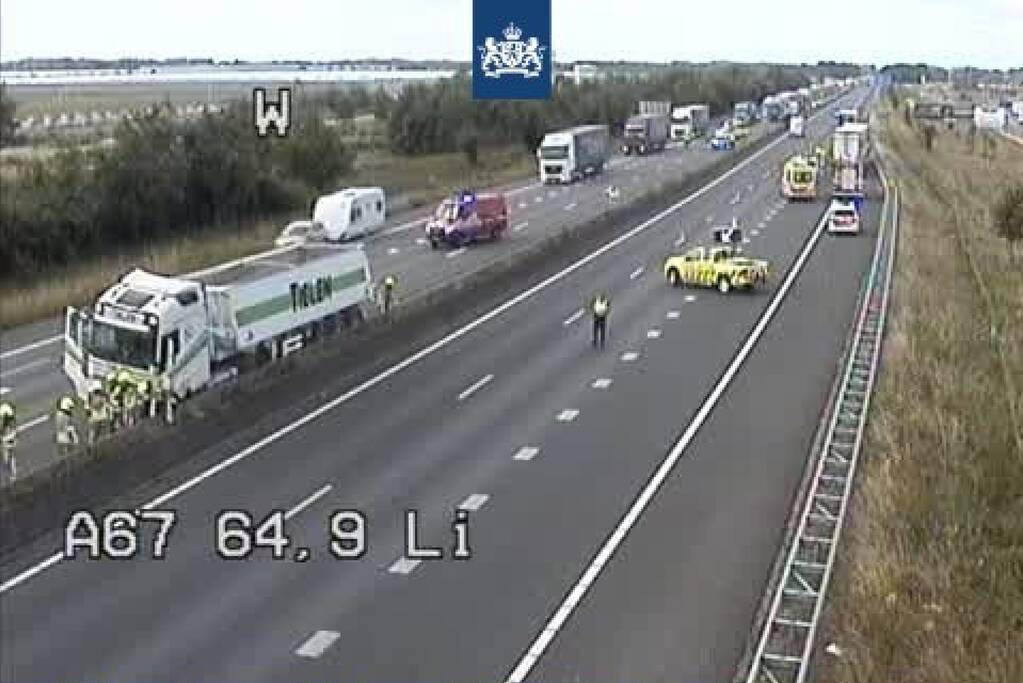 Lange files A67 na ongevallen met vrachtwagens