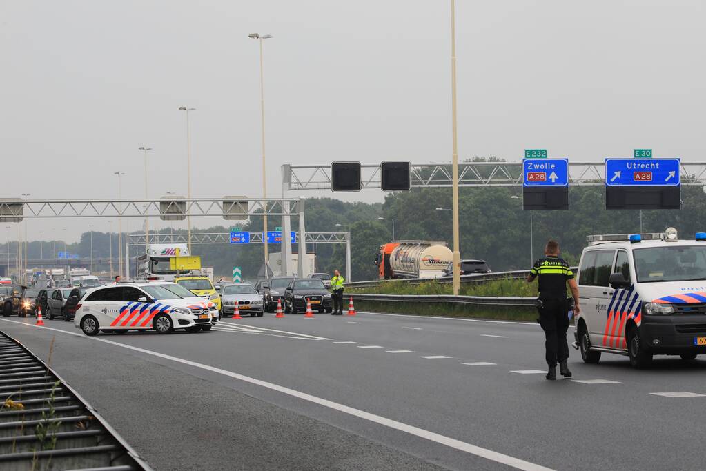 Knooppunt Hoevelaken dicht na ongeval