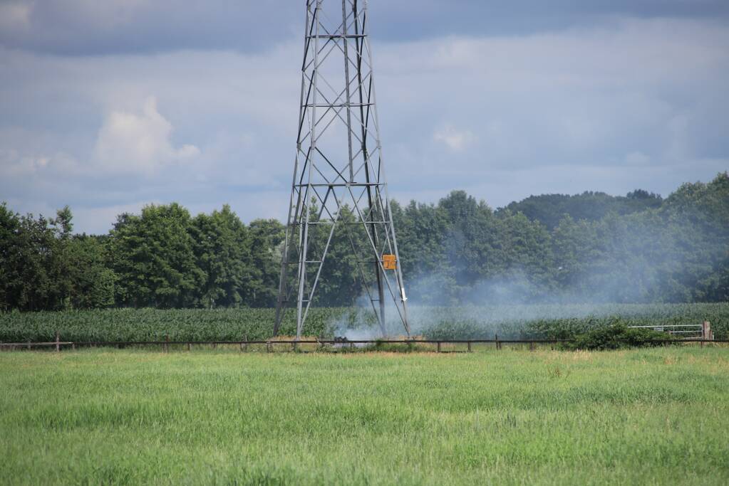 Brandje onder hoogspanningsmast snel geblust