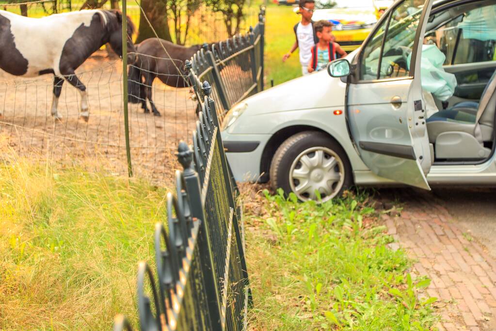 Auto rijdt tegen boom en klapt op hek