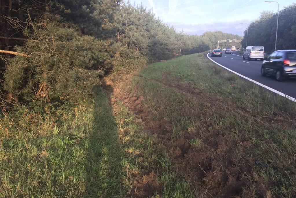 Auto vliegt van de weg belandt in bosschage