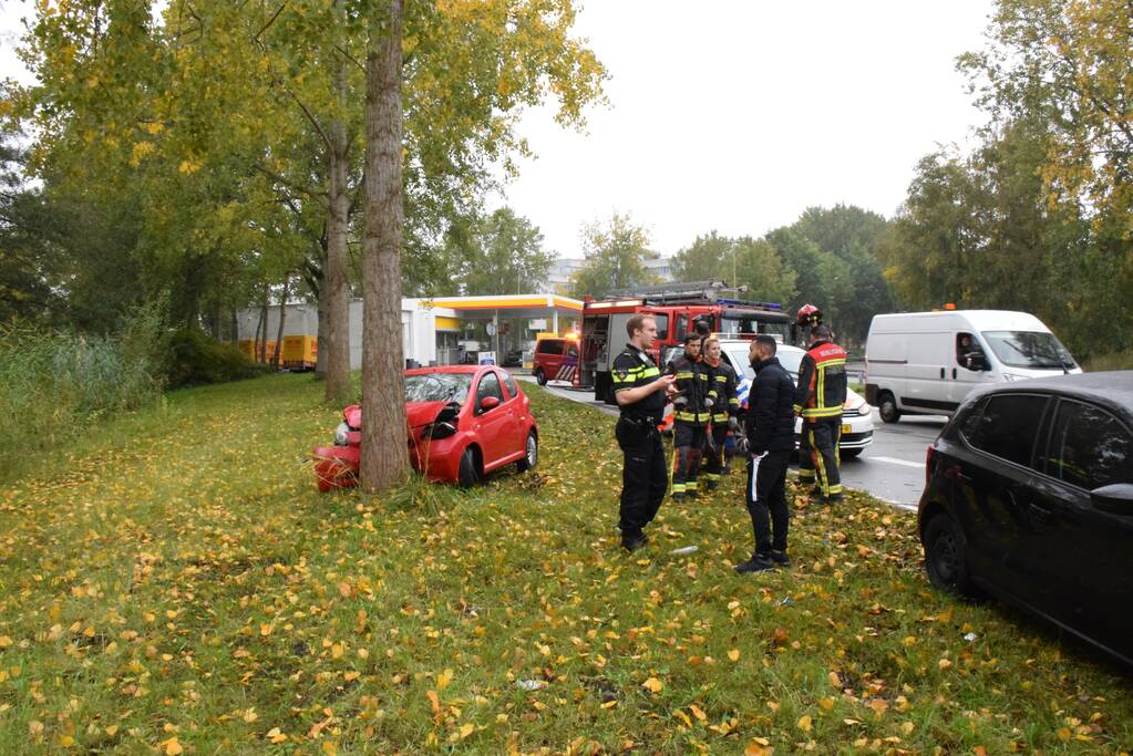 Auto vliegt uit de bocht belandt tegen boom