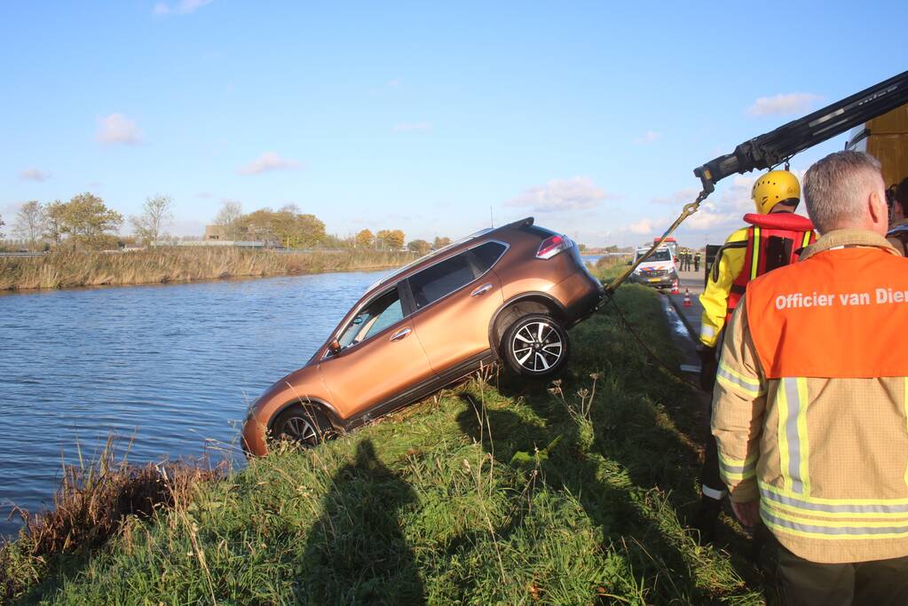 Bestuurder belandt met auto te water na uitwijkmanoeuvre