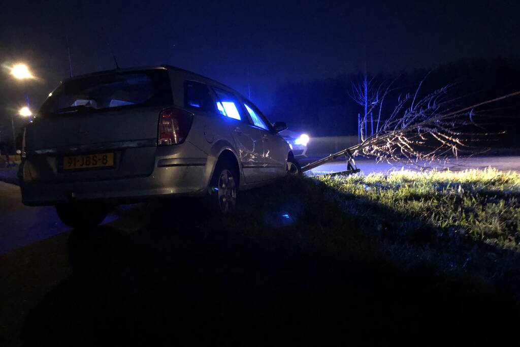 Auto vliegt uit bocht en rijdt tegen twee bomen