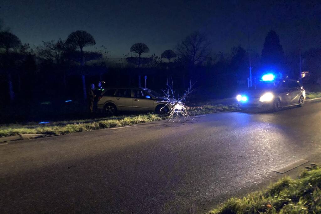 Auto vliegt uit bocht en rijdt tegen twee bomen