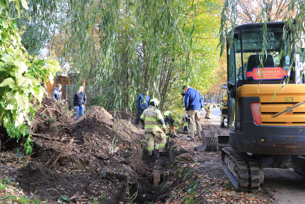Graafmachine trek gasleiding kapot