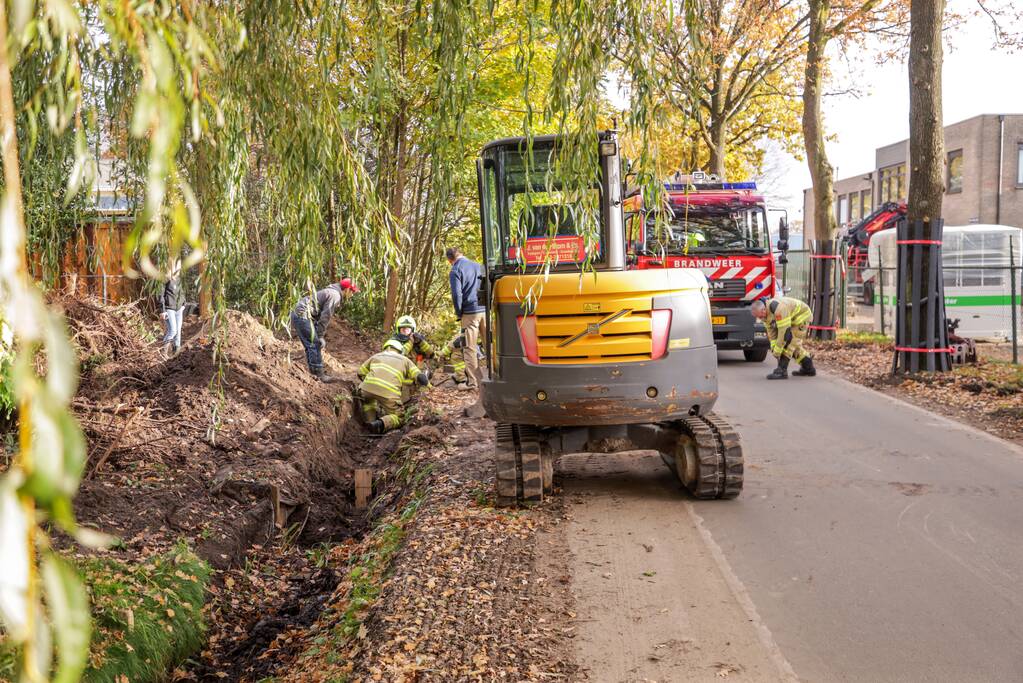 Graafmachine trek gasleiding kapot