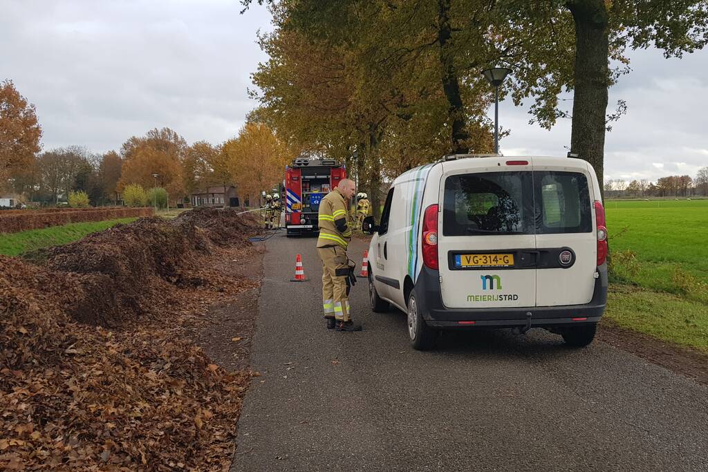 Brand in herfstbladeren door broei
