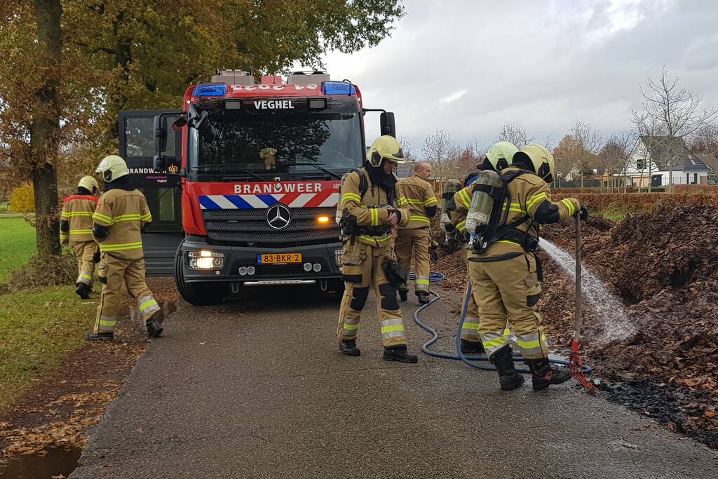 Brand in herfstbladeren door broei