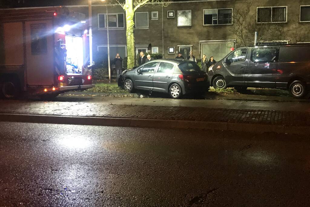 Auto botst frontaal op boom