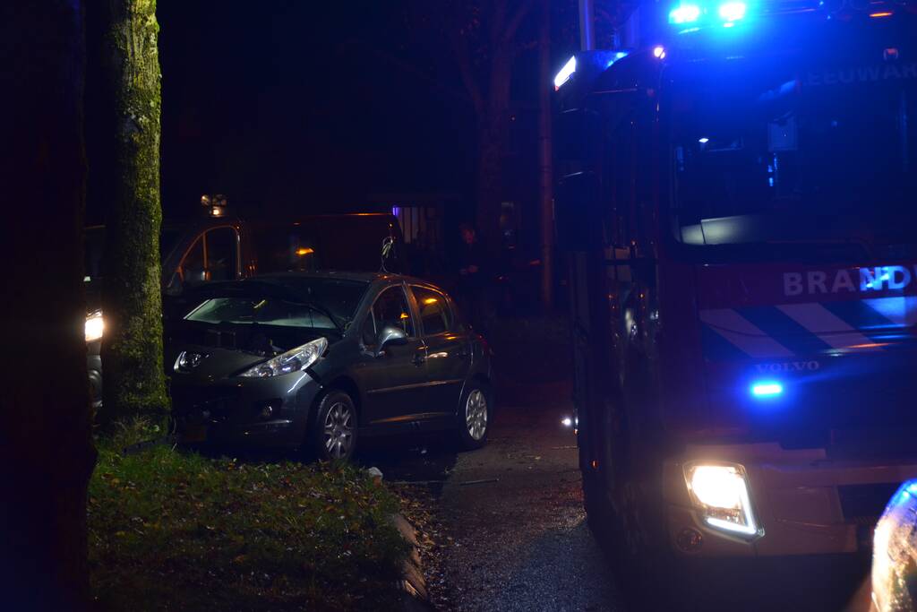 Auto botst frontaal op boom
