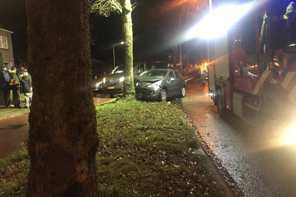 Auto botst frontaal op boom