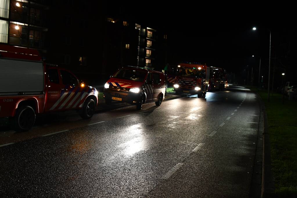 Verwarde man zit op schoorsteen