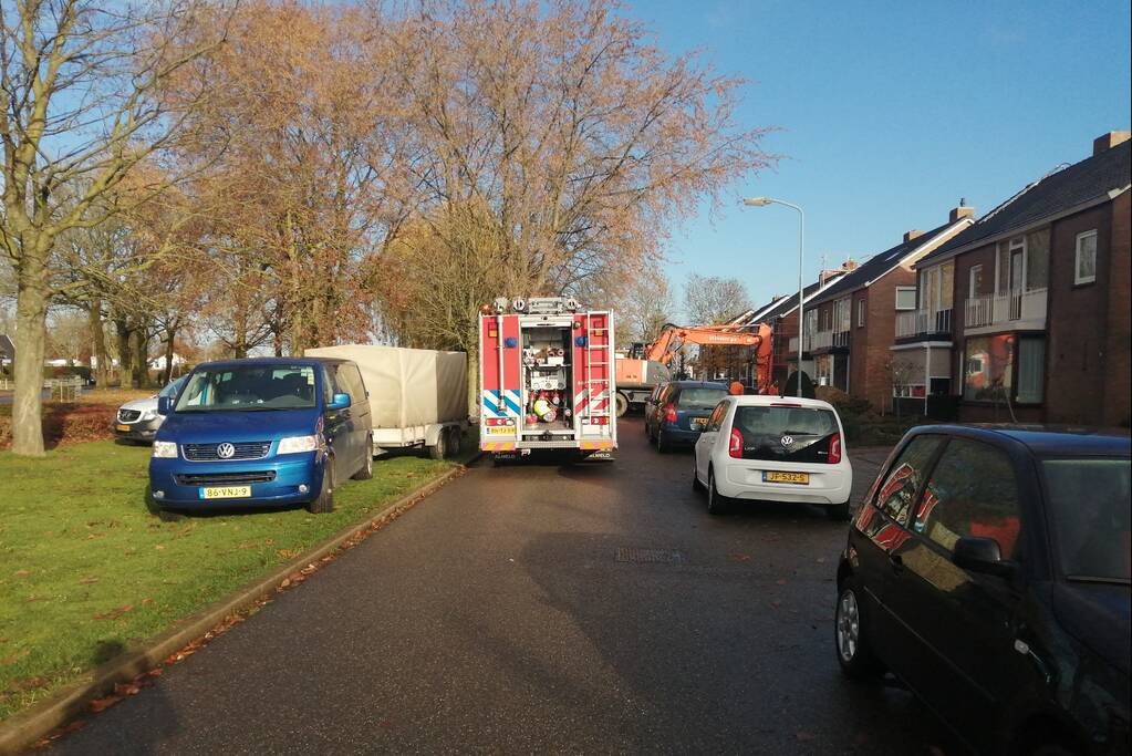 Gasleiding kapot getrokken bij graafwerkzaamheden