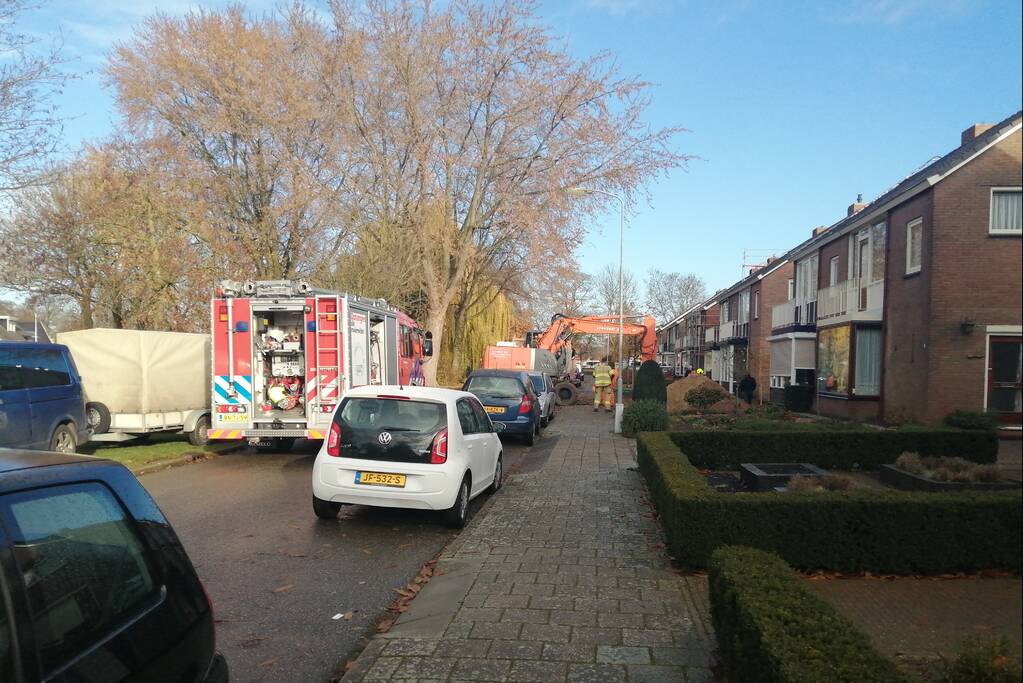 Gasleiding kapot getrokken bij graafwerkzaamheden