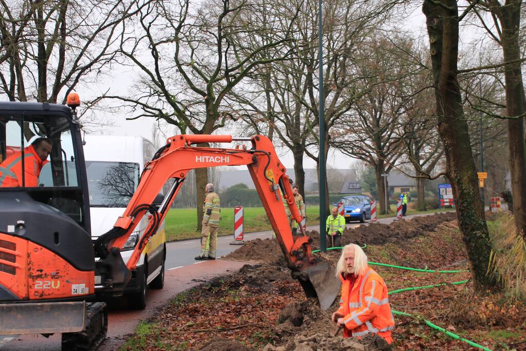 Gasleiding kapot getrokken bij graafwerkzaamheden