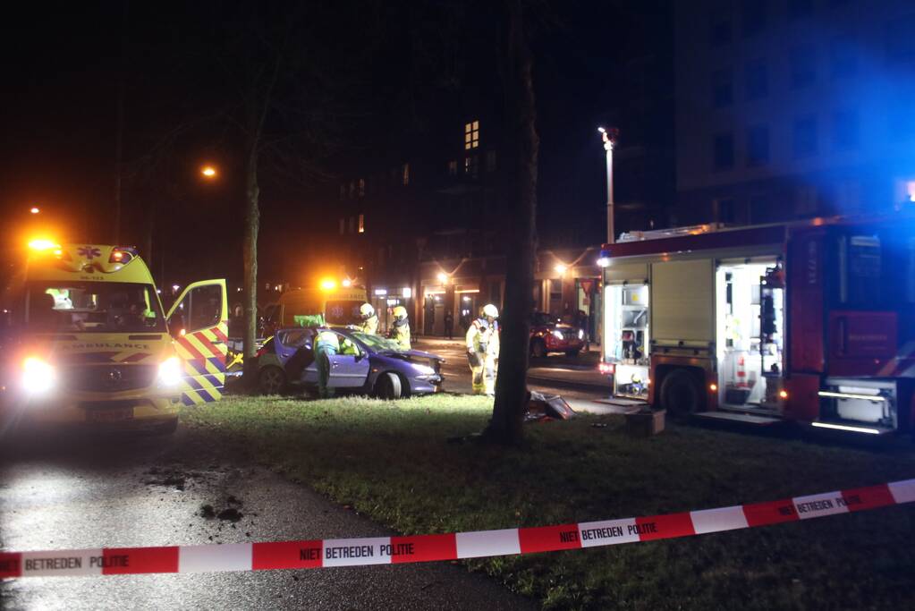 Zwaargewonde na botsing tegen boom