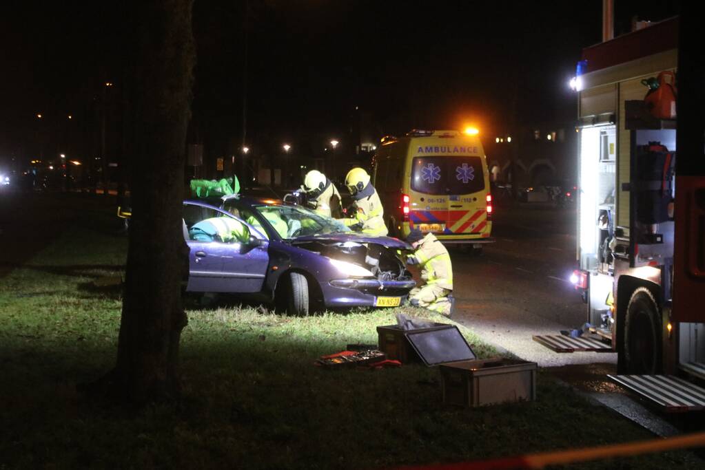 Zwaargewonde na botsing tegen boom