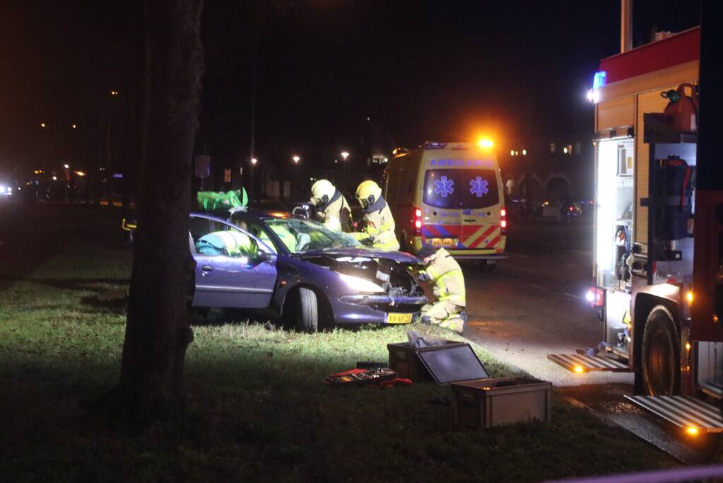 Zwaargewonde na botsing tegen boom