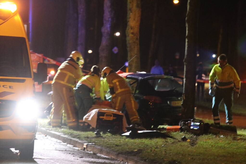 Zwaargewonde na botsing tegen boom