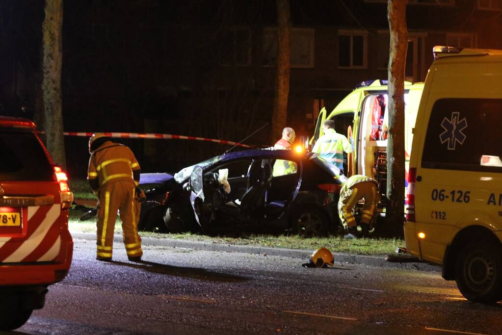 Zwaargewonde na botsing tegen boom