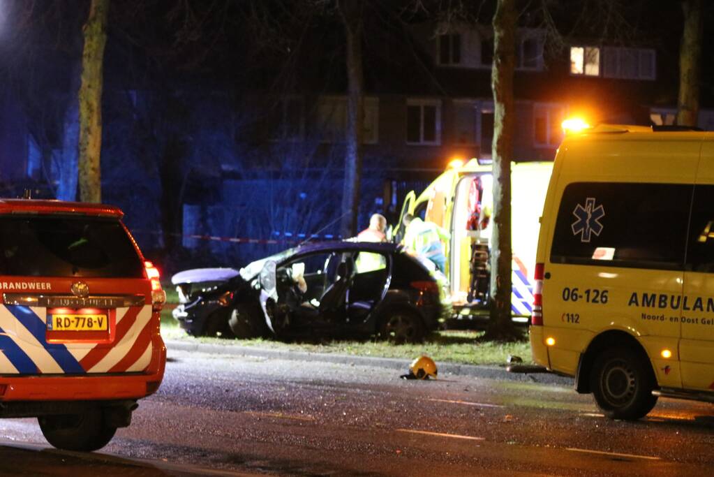 Zwaargewonde na botsing tegen boom